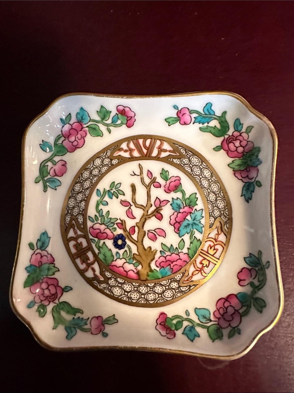 Coalport Bone China Floral Trinket Dish with Gold Tone Bracelet - Picture 3 of 5